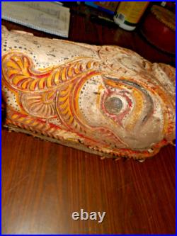 Antique Wood Carved Ceremonial Nandi Bull Head Chariot Sculpture ROUGH SHAPE 29