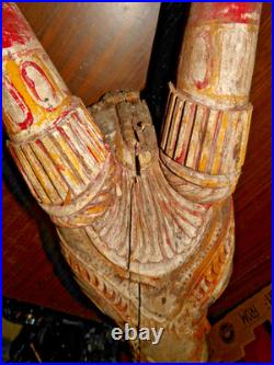 Antique Wood Carved Ceremonial Nandi Bull Head Chariot Sculpture ROUGH SHAPE 29