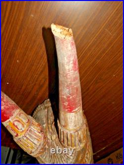 Antique Wood Carved Ceremonial Nandi Bull Head Chariot Sculpture ROUGH SHAPE 29