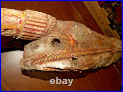 Antique Wood Carved Ceremonial Nandi Bull Head Chariot Sculpture ROUGH SHAPE 29