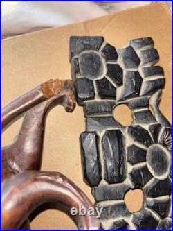 Antique Wood Carving Exquisite Lion Statue Wooden Figurines Art