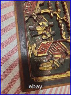 Antique Wood Carving Sculpture Art 9.5x6.5x3/4