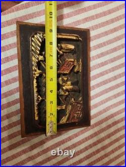 Antique Wood Carving Sculpture Art 9.5x6.5x3/4 Antique Wood Carving Sculpture Art 9.5x6.5x3/4