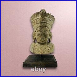 Antique Wooden Carved Thai Goddess Manimekhala Bust