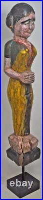 Antique Wooden Tribal Goddess Gangaur Figurine Panel Original Old Hand Carved