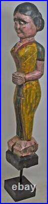 Antique Wooden Tribal Goddess Gangaur Figurine Panel Original Old Hand Carved