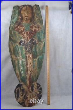 Antique carving folk art figure head lady/shell painted 40 x 15 original 19th c