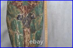 Antique carving folk art figure head lady/shell painted 40 x 15 original 19th c