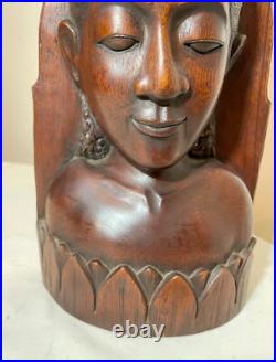 Antique hand carved balinese Indonesian Bali lady bust wood carving sculpture Antique hand carved balinese Indonesian Bali lady bust wood carving sculpture