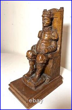 Antique hand carved seated figural seated man wood sculpture statue folk art