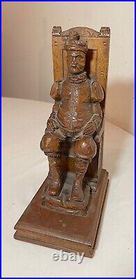 Antique hand carved seated figural seated man wood sculpture statue folk art