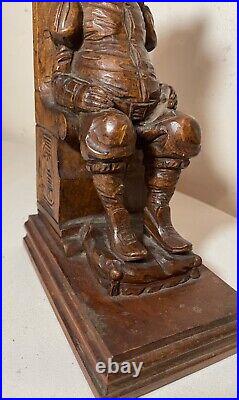 Antique hand carved seated figural seated man wood sculpture statue folk art