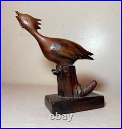 Antique hand carved wood 19th century Folk Art shore bird statue sculpture Antique hand carved wood 19th century Folk Art shore bird statue sculpture