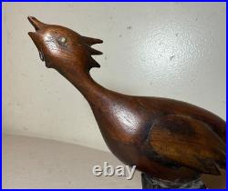 Antique hand carved wood 19th century Folk Art shore bird statue sculpture Antique hand carved wood 19th century Folk Art shore bird statue sculpture