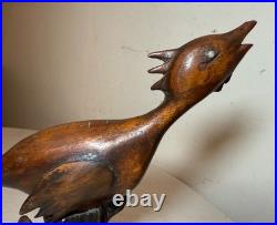 Antique hand carved wood 19th century Folk Art shore bird statue sculpture Antique hand carved wood 19th century Folk Art shore bird statue sculpture