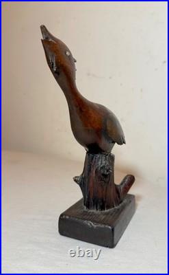 Antique hand carved wood 19th century Folk Art shore bird statue sculpture Antique hand carved wood 19th century Folk Art shore bird statue sculpture