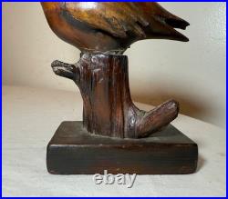 Antique hand carved wood 19th century Folk Art shore bird statue sculpture Antique hand carved wood 19th century Folk Art shore bird statue sculpture