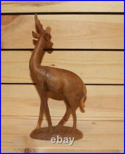 Antique hand carving wood antelope figurine