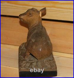 Antique hand carving wood deer figurine