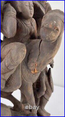 Antique very fine THAILAND WOOD CARVING SCULPTURE 20 3/8 tall, 8 long