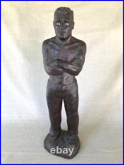 Antique wood Sculpture, WPA Era Worker, Industrial, Expressionism