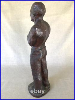 Antique wood Sculpture, WPA Era Worker, Industrial, Expressionism