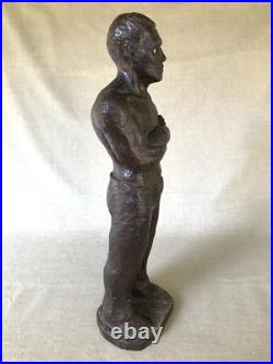 Antique wood Sculpture, WPA Era Worker, Industrial, Expressionism