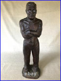 Antique wood Sculpture, WPA Era Worker, Industrial, Expressionism Antique wood Sculpture, WPA Era Worker, Industrial, Expressionism