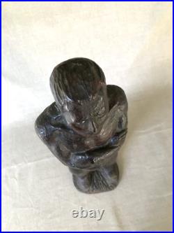 Antique wood Sculpture, WPA Era Worker, Industrial, Expressionism