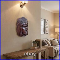 Apache Indian Wood Wall Art Hand Carved Suar Wood Wall Hanging 10x12 Inch
