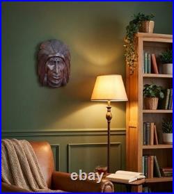 Apache Indian Wood Wall Art Hand Carved Suar Wood Wall Hanging 10x12 Inch