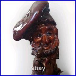 Apple Head Carving Sculpture Burl Drift Wood Isadore Shep Shapiro signd Vtg Folk
