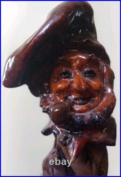 Apple Head Carving Sculpture Burl Drift Wood Isadore Shep Shapiro signd Vtg Folk