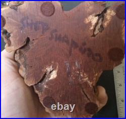 Apple Head Carving Sculpture Burl Drift Wood Isadore Shep Shapiro signd Vtg Folk