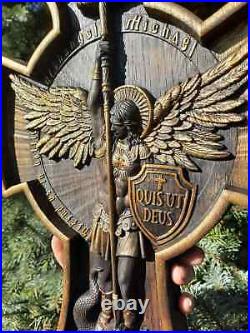 Archangel Michael Cross WOOD CARVED CHRISTIAN ICON RELIGIOUS ART WORK