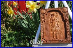 Archangel Michael Wood Carved Christian Icon Religious Wall Hanging Art Work