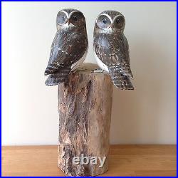 Archipelago Wood Carving Double Little Owl D363 Handmade Bird Watching Gift Art