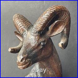 Arizona Big Horned Sheep Solid Wood Carving Hand Carved DS Supai 1970 Sculpture