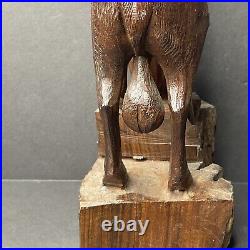 Arizona Big Horned Sheep Solid Wood Carving Hand Carved DS Supai 1970 Sculpture