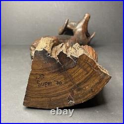 Arizona Big Horned Sheep Solid Wood Carving Hand Carved DS Supai 1970 Sculpture