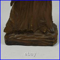 Around 1900 old sculpture Madonna and child, carved wood, height 18,5 in