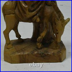 Around 1950 old sculpture of the flight to Egypt, carved wood, height 10,2 in