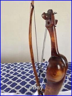 Art Deco Wood Carving String Instrument Sculpture Rare Unique Antique