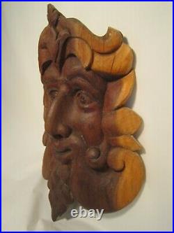 Art Hand Wood Carving Classical Style Face Greek Zeus OOAK Raikes Original Mesqu