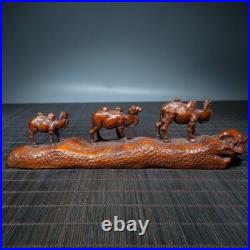 Art collection exquisite wood carvings animal Statue camel group sculpture decor Art collection exquisite wood carvings animal Statue camel group sculpture decor