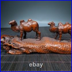 Art collection exquisite wood carvings animal Statue camel group sculpture decor Art collection exquisite wood carvings animal Statue camel group sculpture decor