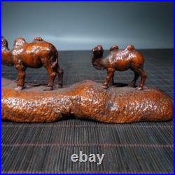 Art collection exquisite wood carvings animal Statue camel group sculpture decor Art collection exquisite wood carvings animal Statue camel group sculpture decor