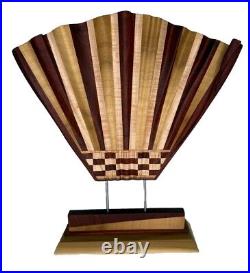 Artist Signed Multi Wood Carving Sculpture One Of A Kind Abstract Fan Art Piece