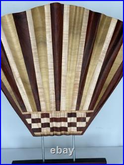 Artist Signed Multi Wood Carving Sculpture One Of A Kind Abstract Fan Art Piece