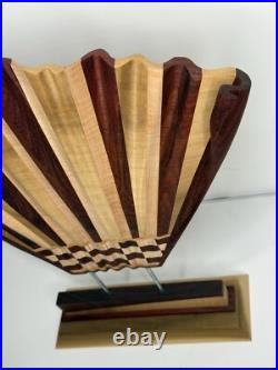 Artist Signed Multi Wood Carving Sculpture One Of A Kind Abstract Fan Art Piece